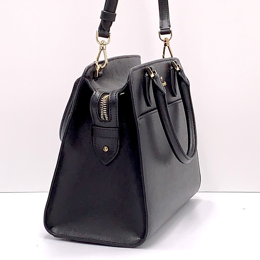 KATE SPADE Madison Saffiano Leather Medium Satchel BLACK COLOR - Picture 7 of 16